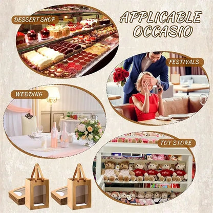 Shopping party favor paper gift bags with transparent window