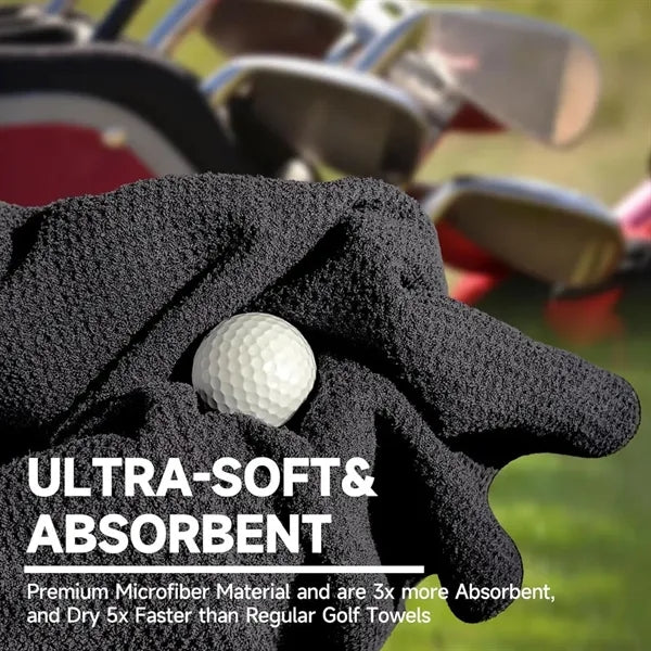 Waffle Pattern Golf Towel with Carabiner Clip (390 GSM)