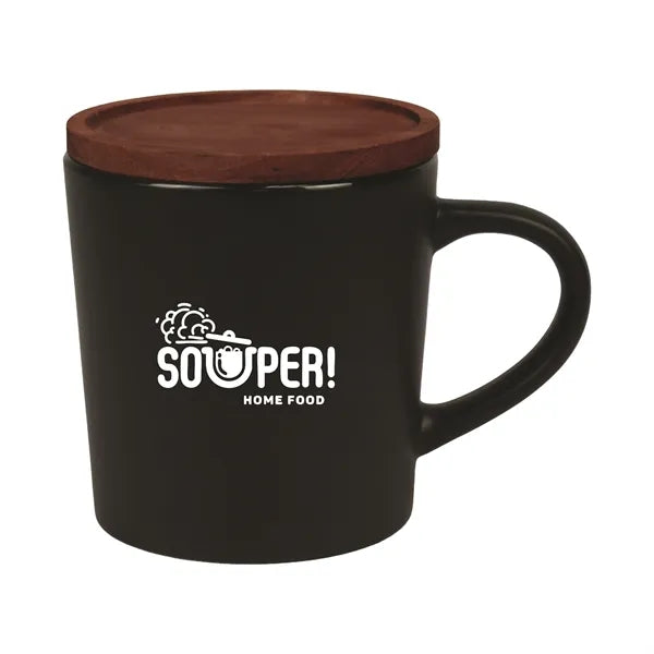 16oz Ceramic Mug with Wooden Lid