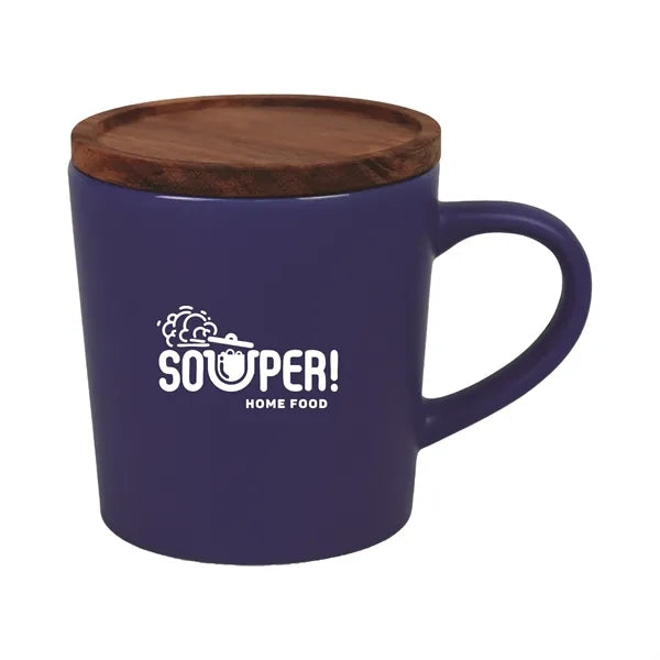 16oz Ceramic Mug with Wooden Lid