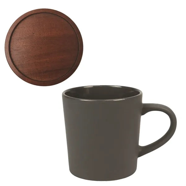 16oz Ceramic Mug with Wooden Lid