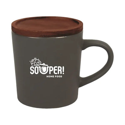 16oz Ceramic Mug with Wooden Lid
