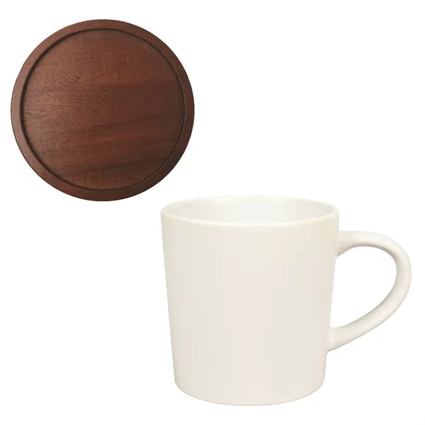 16oz Ceramic Mug with Wooden Lid