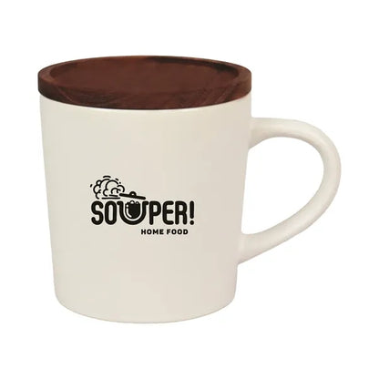 16oz Ceramic Mug with Wooden Lid