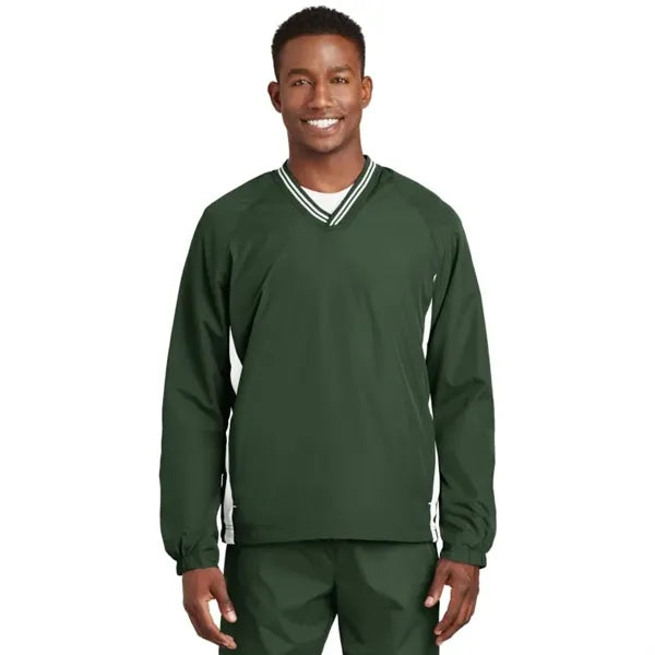 Sport-Tek Tipped V-Neck Raglan Wind Shirt.