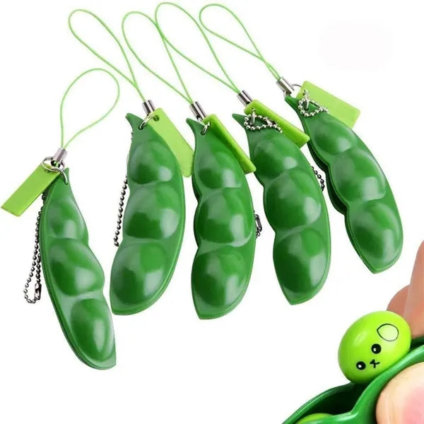 Squeeze-A-Bean Edamame Keychain Fidget Toys