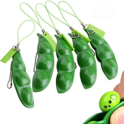 Squeeze-A-Bean Edamame Keychain Fidget Toys