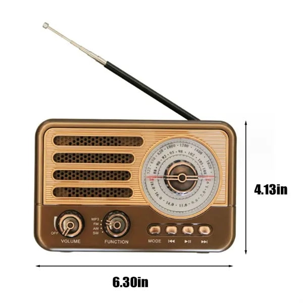 Portable wooden retro wireless bluetooth speaker radio