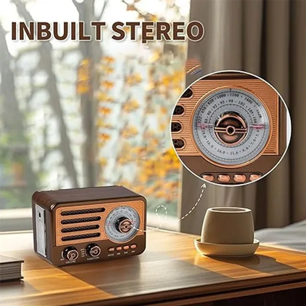 Portable wooden retro wireless bluetooth speaker radio