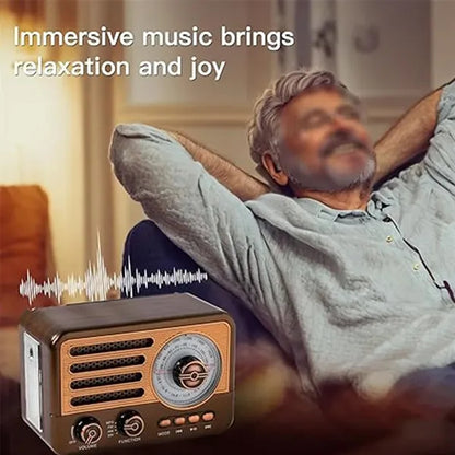 Portable wooden retro wireless bluetooth speaker radio