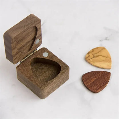 Walnut Guitar Pick Box With Magnetic Closure