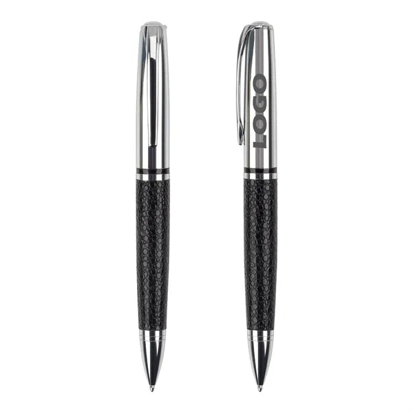 PU Leather Metal Retractable Ballpoint Pen For Business