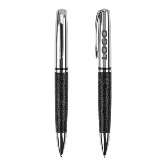 PU Leather Metal Retractable Ballpoint Pen For Business