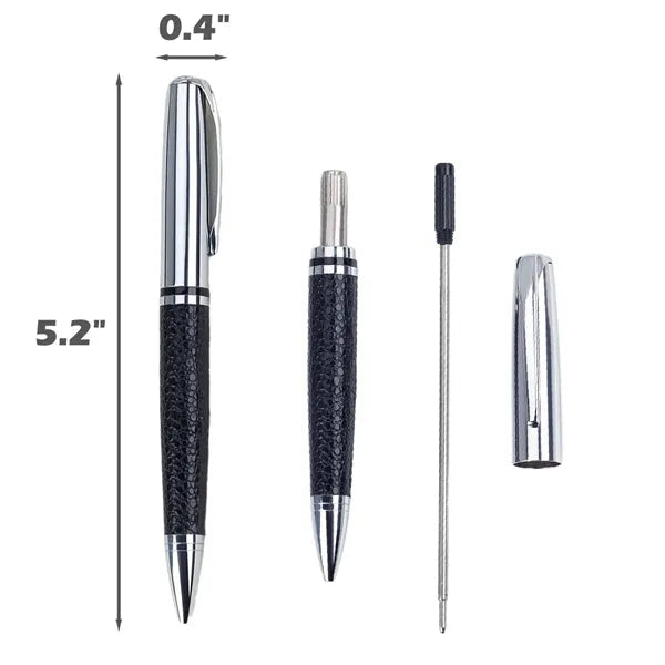 PU Leather Metal Retractable Ballpoint Pen For Business