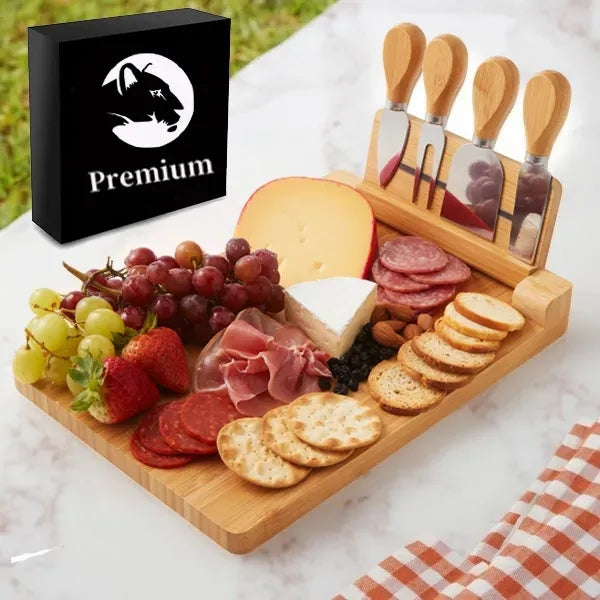 5-Piece Magnetic Bamboo Cheese Board Set