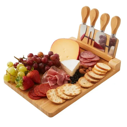 5-Piece Magnetic Bamboo Cheese Board Set