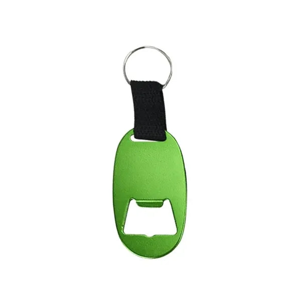 Oval Bottle Opener Keychain w/ Strap
