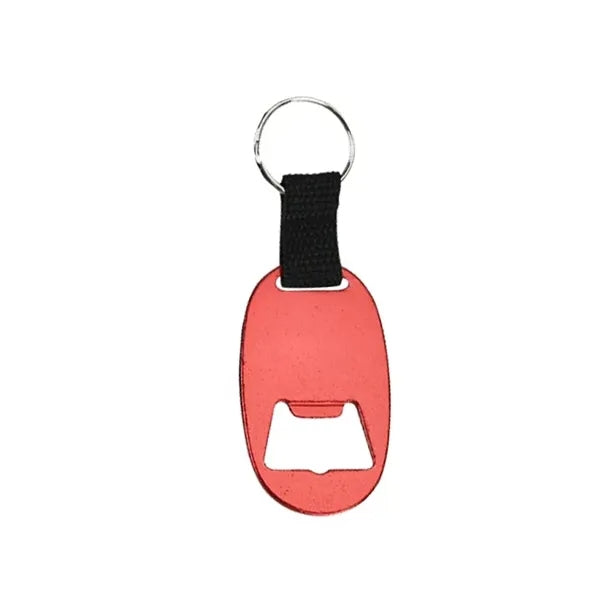 Oval Bottle Opener Keychain w/ Strap