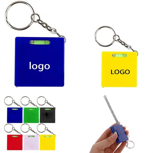 Square Tape Measure w/Level & Key Chain