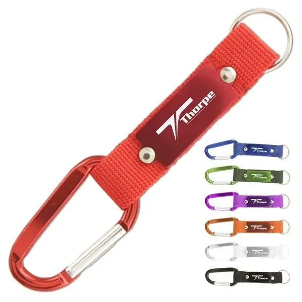 Carabiner with Strap and Metal Plate