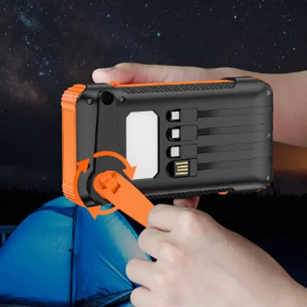 Solar Power Bank with Hand Crank and LED Light