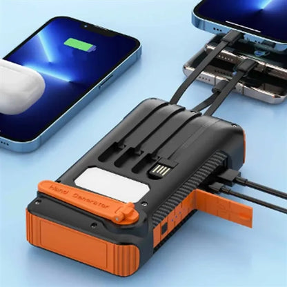 Solar Power Bank with Hand Crank and LED Light