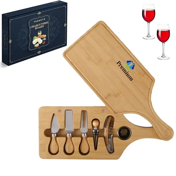 7-Piece Bamboo Wine & Cheese Board Set with Gift Box