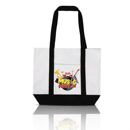 12 Oz Cotton Boat Tote Bag with Pocket (16.5" X 13" X 4")