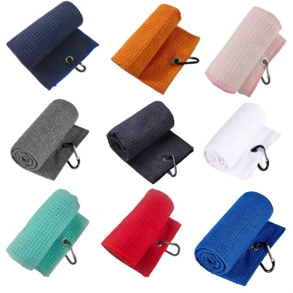 Microfiber Waffle Golf Towel With Carabiner Clip