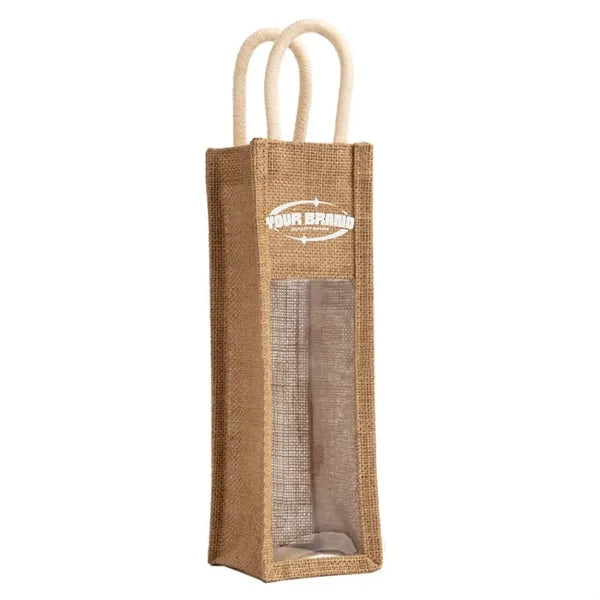 Custom 1 Bottle Burlap Wine Bag