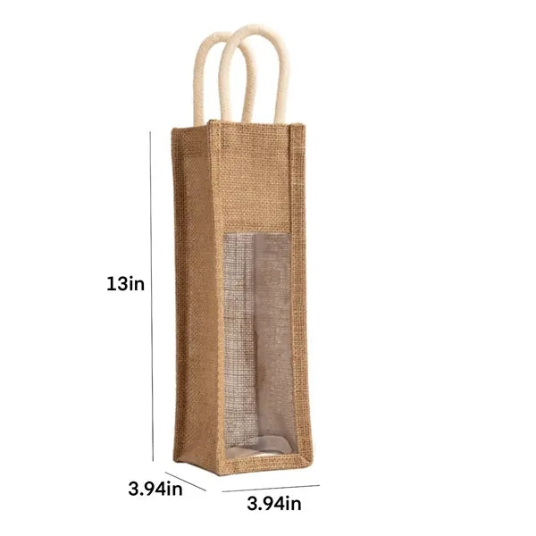Custom 1 Bottle Burlap Wine Bag