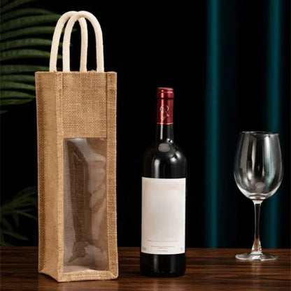 Custom 1 Bottle Burlap Wine Bag