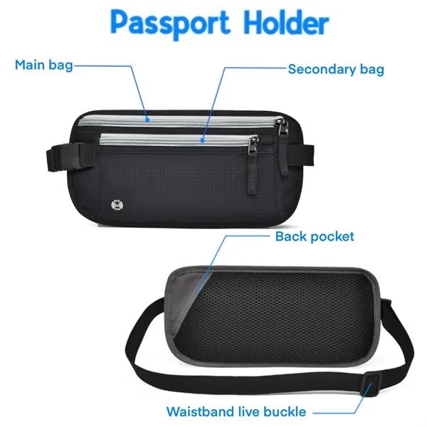 Travel Wallet With Rfid Blocking ID Storage Waist Bag