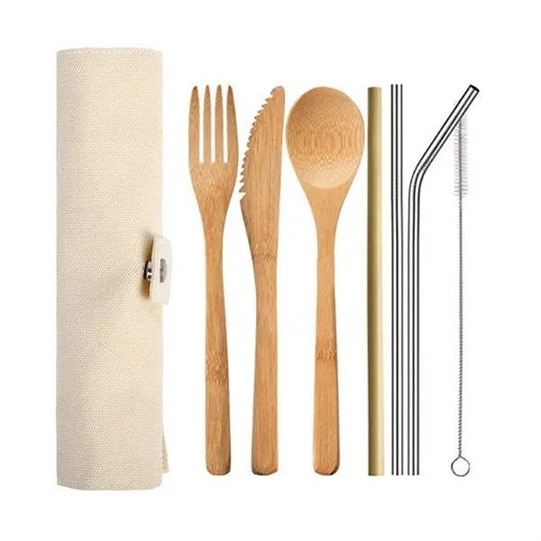 Bamboo Fork Spoon Knife 7 Pcs Set