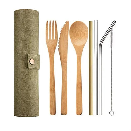 Bamboo Fork Spoon Knife 7 Pcs Set