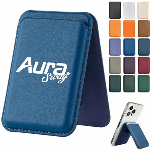 Magnetic Leather Foldable Card Holder