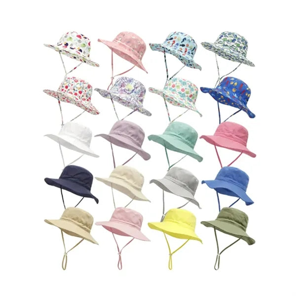 Kids Outdoor Sun Bucket Hat with Adjustable Chin Strap
