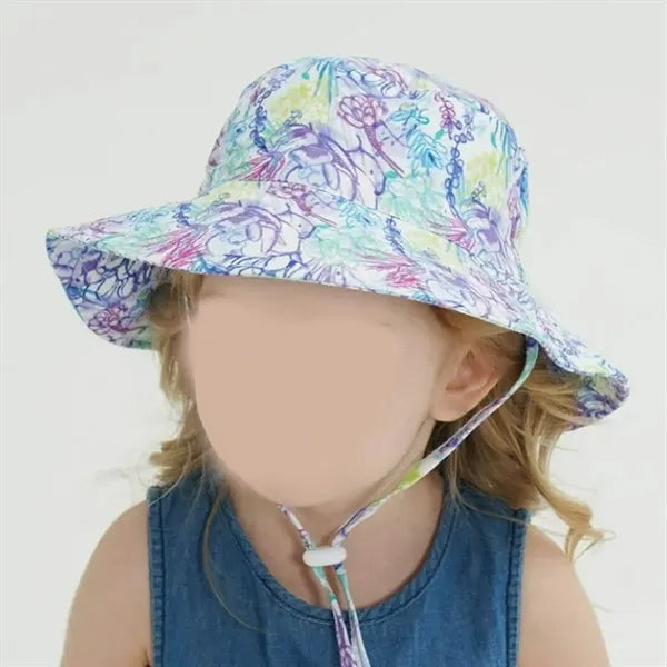 Kids Outdoor Sun Bucket Hat with Adjustable Chin Strap