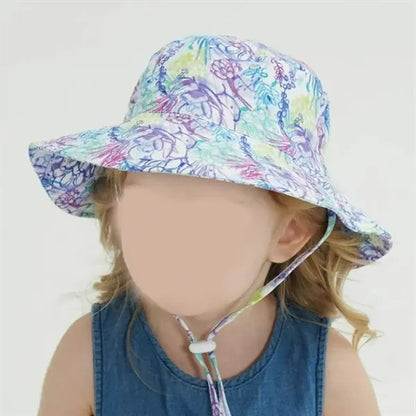 Kids Outdoor Sun Bucket Hat with Adjustable Chin Strap