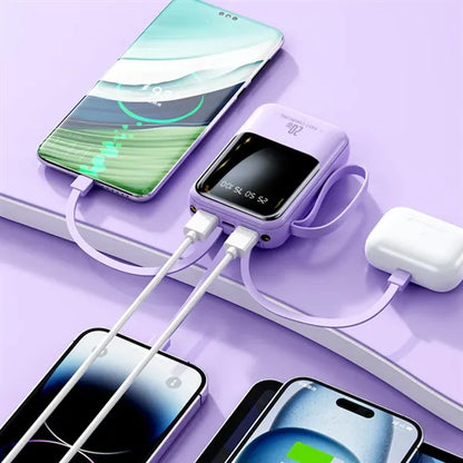 Portable Power Bank With Multiple Charging Cables & Lanyard