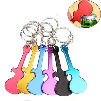 Guitar Shaped Aluminum Bottle Opener w/Key Chain