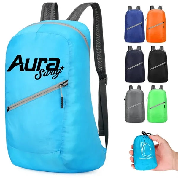 Multi Purpose Foldable Backpack W/ Adjustable Straps Pouch