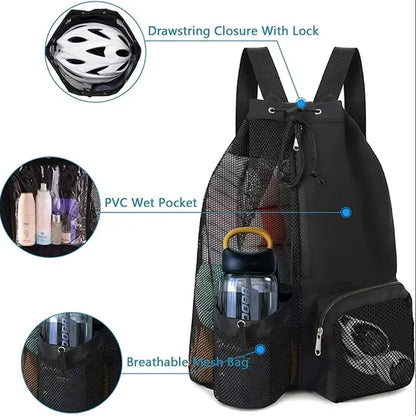 Mesh Drawstring Swim Backpack
