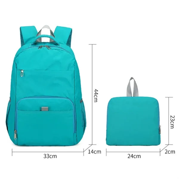 Lightweight Foldable Backpack W/ Zipper and Mesh Side Pocket