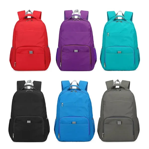 Lightweight Foldable Backpack W/ Zipper and Mesh Side Pocket
