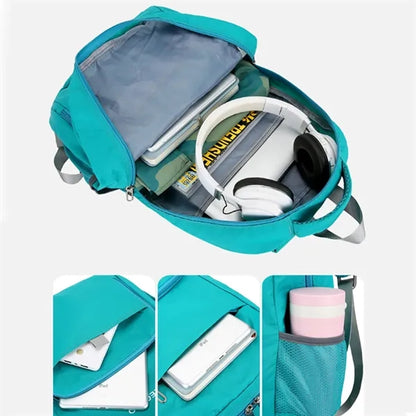 Lightweight Foldable Backpack W/ Zipper and Mesh Side Pocket