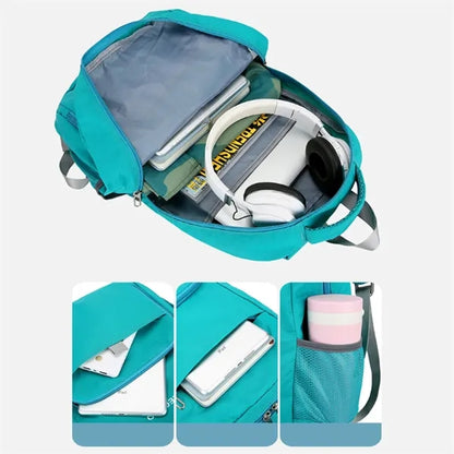 Lightweight Foldable Backpack W/ Zipper and Mesh Side Pocket