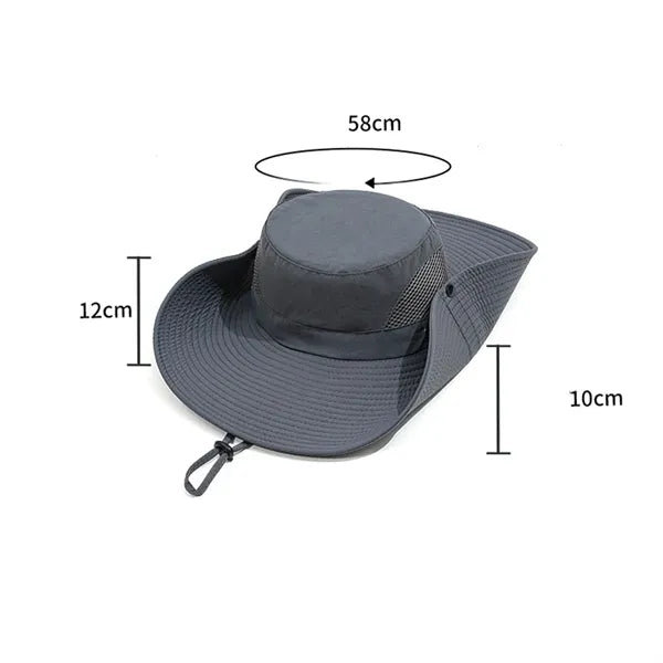 Quick Dry Wide Brim Mesh Sun Hat Outdoor Fishing Hiking Cap