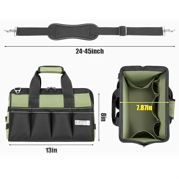 Heavy Duty Tool Bag with Multiple Pockets & Shoulder Strap