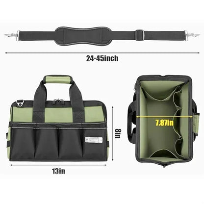 Heavy Duty Tool Bag with Multiple Pockets & Shoulder Strap